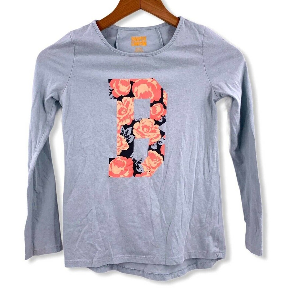 Harper Canyon Blue Tee Floral‎ Letter B Medium 8/10